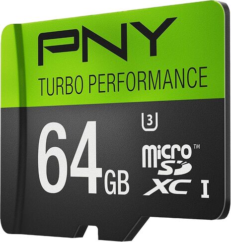 PNY U3 Turbo Performance 64GB High Speed MicroSDXC Class 10 UHS-I, up to 90MB/sec Flash Card (P-SDUX64U390G-GE) in Saudi Arabia