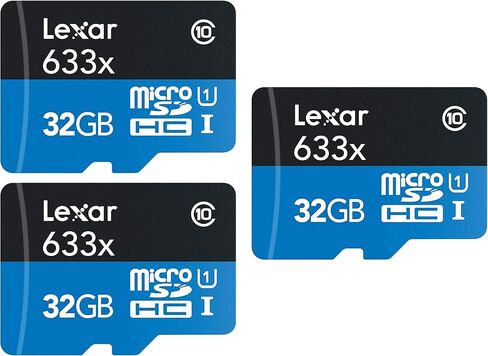 Lexar Pack of 3 High-Performance 633x 32GB (96GB Total) MicroSDHC UHS-I Memory Cards with SD Adapter LSDMI32GBBNL633A Bundle w/Deco Gear SD Reader & Storage Case + Microfiber Cloth & Accessories in Saudi Arabia
