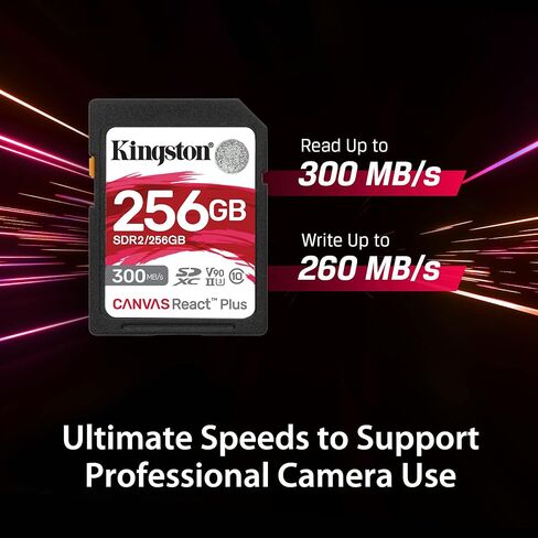 Kingston Canvas React Plus 64GB SD Card | SDXC UHS-II | 300R/260W U3 V90 | Full HD/4K/8K | SDR2/64GB in Saudi Arabia