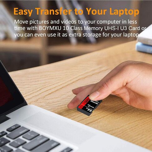 بطاقة ذاكرة 64 جيجابايت، BOYMXU Professional 1000 x فئة 10 بطاقة ذاكرة U3 متوافقة مع كاميرات الكمبيوتر وكاميرات الفيديو، بطاقة ذاكرة الكاميرا تصل إلى 95 ميجابايت/ثانية، أحمر/أسود in Kuwait