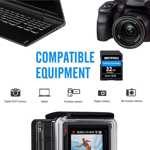 32GB Memory Card U3, BOYMXU Professional 1000 x Class 10 Card U3 Memory Card Compatible Computer Cameras and Camcorders, Camera Memory Card Up to 95MB/s, Green/Black in Kuwait