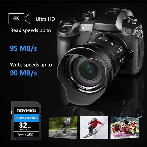 32GB Memory Card U3, BOYMXU Professional 1000 x Class 10 Card U3 Memory Card Compatible Computer Cameras and Camcorders, Camera Memory Card Up to 95MB/s, Green/Black in Kuwait