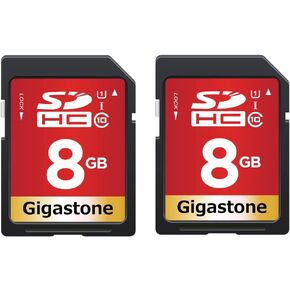 GIGASTONE 8GB SD Card 2-Pack UHS-I U1 Class 10 SDHC Memory Card, Speed Up to 80MB/s, Full HD Video Kodak Olympus Digital Camera, with 2 Mini Cases in Kuwait