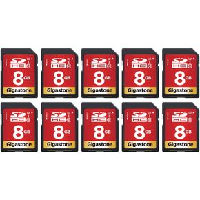 GIGASTONE 8GB SD Card 10-Pack UHS-I U1 Class 10 SDHC Memory Card, Speed Up to 80MB/s, Full HD Video Kodak Olympus Digital Camera, with 10 mini Cases in Saudi Arabia
