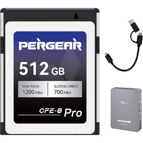 بطاقة ذاكرة PERGEAR CFE-B PRO سعة 512 جيجابايت Cfexpress Type-B توفر سرعة كتابة ثابتة ومستدامة تبلغ 700 ميجابايت/ثانية لمجموعة من السعة والسرعات للتصوير الفوتوغرافي والفيديو في الوضع المستمر (4K120P،8K30P) in Kuwait