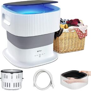 MOYU Blue Light Portable Washing Machine, 9L Mini Folding Washing Machine, Suitable for Baby Clothes, Underwear, Socks, Towels or Small Items (110V-240V, US Standard Plug, English User Manual) in Kuwait
