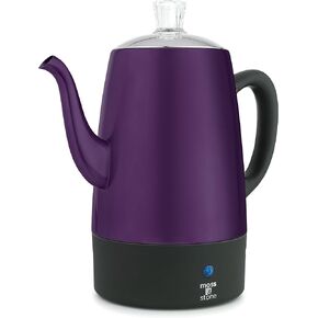 Moss & Stone Percolator Coffee Pot Electric 10 Cup, Stainless Steel Coffee Maker, Coffee Percolator Electric With Keep Warm Function, 10 Cups Stainless Steel Percolator With Coffee Basket in Kuwait