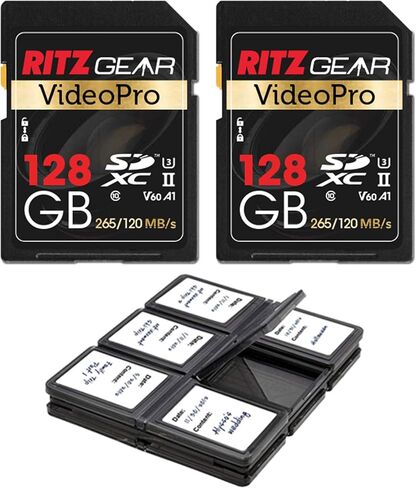 بطاقة ذاكرة ريتز جير اكستريم بيرفورمانس فيديو برو 128 جيجابايت 4K 8K الترا اتش دي اس اكس سي U3 V60 A1 عبوة من قطعتين (اقرأ 265 ميجابايت/ثانية، 120 ميجابايت/ثانية كتابة) in Kuwait