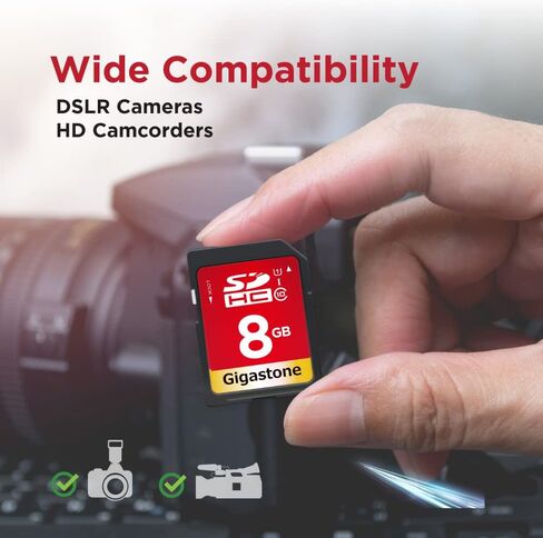 GIGASTONE 8GB SD Card 2-Pack UHS-I U1 Class 10 SDHC Memory Card, Speed Up to 80MB/s, Full HD Video Kodak Olympus Digital Camera, with 2 Mini Cases in Kuwait