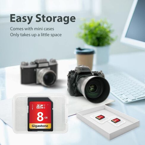 GIGASTONE 8GB SD Card 2-Pack UHS-I U1 Class 10 SDHC Memory Card, Speed Up to 80MB/s, Full HD Video Kodak Olympus Digital Camera, with 2 Mini Cases in Kuwait