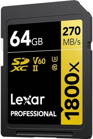 ليكسار بطاقة ذاكرة SDXC الاحترافية من سلسلة جولد سيريز 1800x 64 جيجابايت UHS-II U3 SDXC - عبوة من قطعتين in Saudi Arabia