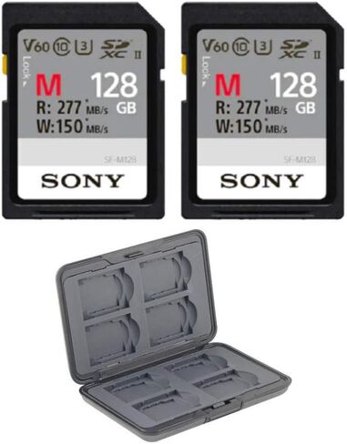 Sony 128GB M Series UHS-II SDXC Memory Card (2-Pack) Bundle with Versatile Memory Card Holder (2 Items) in Saudi Arabia