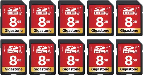 GIGASTONE 8GB SD Card 10-Pack UHS-I U1 Class 10 SDHC Memory Card, Speed Up to 80MB/s, Full HD Video Kodak Olympus Digital Camera, with 10 mini Cases in Kuwait