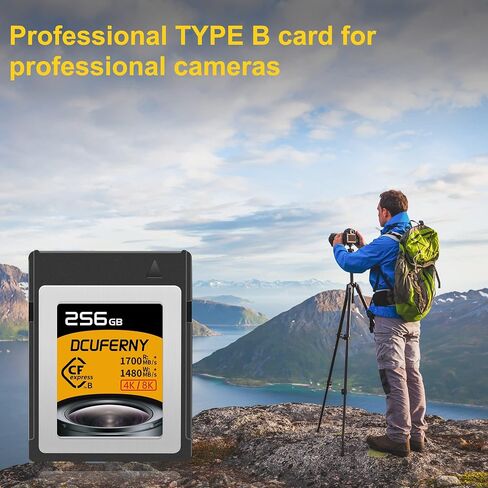 بطاقة ذاكرة 512G CFexpress Type B، قراءة تصل إلى 1700 ميجابايت/ثانية، 1480 ميجابايت/ثانية، كتابة تسجيل فيديو خام 4K/8K للنقل السريع وتخزين كبير لنيكون Z6/Z7/Z9/D6، Canon EOS1DX/EOS-R5، باناسونيك S1/S1R، DJI رونين 4D in Kuwait