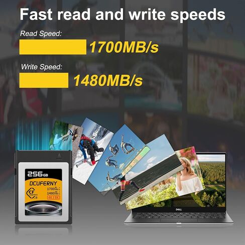 بطاقة ذاكرة 512G CFexpress Type B، قراءة تصل إلى 1700 ميجابايت/ثانية، 1480 ميجابايت/ثانية، كتابة تسجيل فيديو خام 4K/8K للنقل السريع وتخزين كبير لنيكون Z6/Z7/Z9/D6، Canon EOS1DX/EOS-R5، باناسونيك S1/S1R، DJI رونين 4D in Kuwait