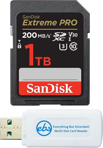 بطاقة ذاكرة SanDisk Extreme Pro SD بسعة 1 تيرابايت تعمل مع كاميرا Canon EOS R3 وEOS R5 وEOS R6 بدون مرآة فئة 10 (SDSDXXD-1T00-GN4IN) مع (1) كل شيء ما عدا قارئ بطاقات Stromboli 3.0 Micro وSDXC in Saudi Arabia