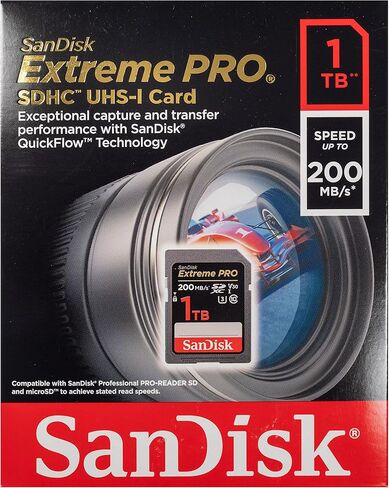 بطاقة ذاكرة SanDisk Extreme Pro SD بسعة 1 تيرابايت تعمل مع كاميرا Canon EOS R3 وEOS R5 وEOS R6 بدون مرآة فئة 10 (SDSDXXD-1T00-GN4IN) مع (1) كل شيء ما عدا قارئ بطاقات Stromboli 3.0 Micro وSDXC in Saudi Arabia
