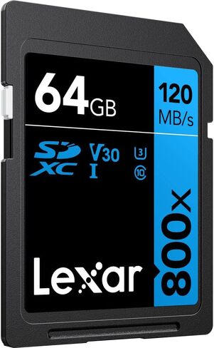 ليكسار بطاقة ذاكرة 64GB عالية الاداء 800x UHS-I SDHC سلسلة بلو - (عبوة من قطعتين) in Kuwait