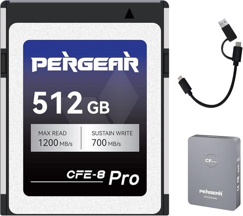بطاقة ذاكرة PERGEAR CFE-B PRO سعة 512 جيجابايت Cfexpress Type-B توفر سرعة كتابة ثابتة ومستدامة تبلغ 700 ميجابايت/ثانية لمجموعة من السعة والسرعات للتصوير الفوتوغرافي والفيديو في الوضع المستمر (4K120P،8K30P) in Kuwait