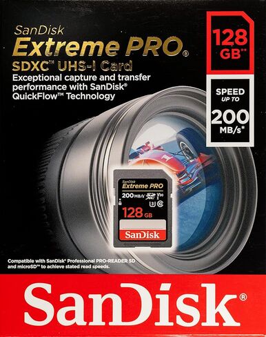 بطاقة سانديسك اكستريم برو 128GB SDXC UHS-I تعمل مع كاميرا كانون غير عاكسة EOS R6 II (SDSDXXY-128G-GN4IN) حزمة الفئة 10 U3 مع (1) قارئ بطاقة مايكرو وSD ايفري ثينج بت سترومبولي 3.0 in Saudi Arabia