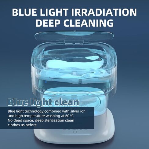 MOYU Blue Light Portable Washing Machine, 9L Mini Folding Washing Machine, Suitable for Baby Clothes, Underwear, Socks, Towels or Small Items (110V-240V, US Standard Plug, English User Manual) in Kuwait