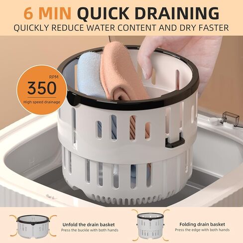 MOYU Blue Light Portable Washing Machine, 9L Mini Folding Washing Machine, Suitable for Baby Clothes, Underwear, Socks, Towels or Small Items (110V-240V, US Standard Plug, English User Manual) in Kuwait