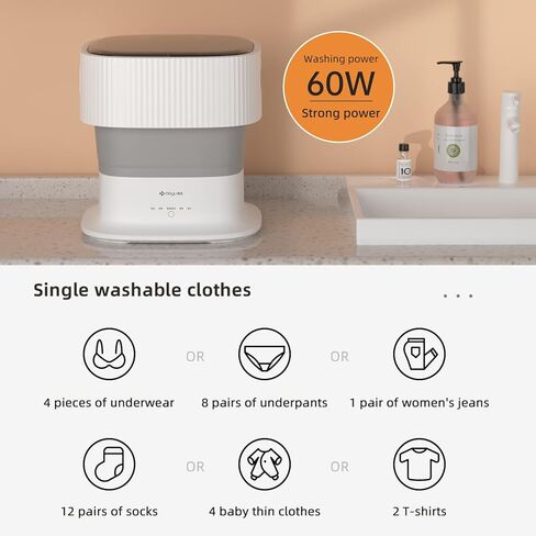 MOYU Blue Light Portable Washing Machine, 9L Mini Folding Washing Machine, Suitable for Baby Clothes, Underwear, Socks, Towels or Small Items (110V-240V, US Standard Plug, English User Manual) in Kuwait