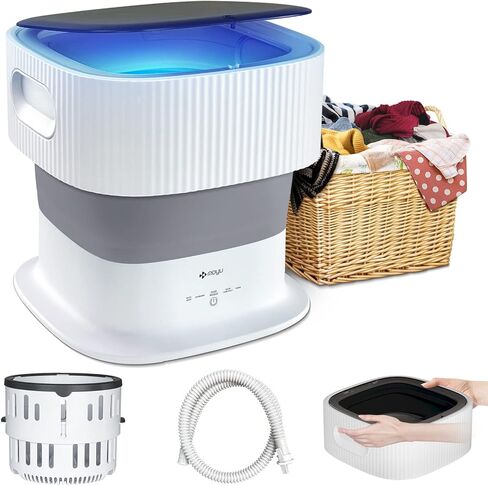 MOYU Blue Light Portable Washing Machine, 9L Mini Folding Washing Machine, Suitable for Baby Clothes, Underwear, Socks, Towels or Small Items (110V-240V, US Standard Plug, English User Manual) in Kuwait