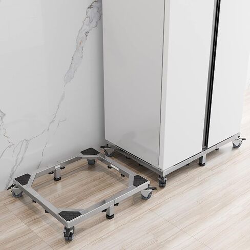 Chinchilla Heavy Duty All Stainless Steel Mobile Fridge Stand Base, Washing Machine Stand with Wheels, Adjustable Furniture Dolly for Washer, Refrigerator and Dryer in Kuwait
