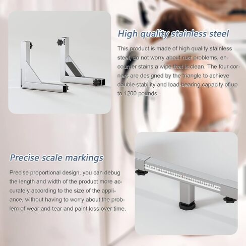 Chinchilla Heavy Duty All Stainless Steel Mobile Fridge Stand Base, Washing Machine Stand with Wheels, Adjustable Furniture Dolly for Washer, Refrigerator and Dryer in Kuwait