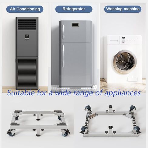 Chinchilla Heavy Duty All Stainless Steel Mobile Fridge Stand Base, Washing Machine Stand with Wheels, Adjustable Furniture Dolly for Washer, Refrigerator and Dryer in Kuwait