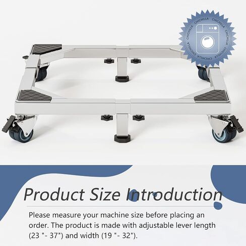 Chinchilla Heavy Duty All Stainless Steel Mobile Fridge Stand Base, Washing Machine Stand with Wheels, Adjustable Furniture Dolly for Washer, Refrigerator and Dryer in Kuwait