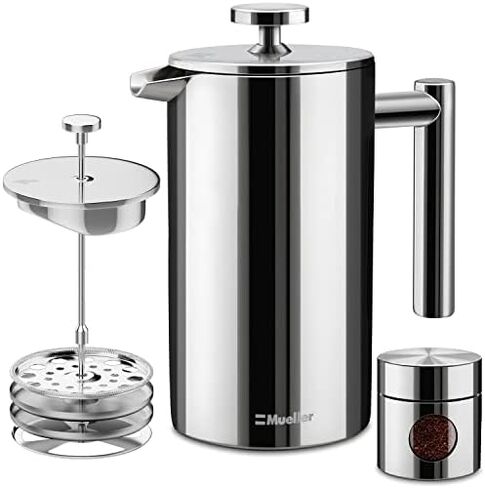 Mueller French Press Double Insulated 304 Stainless Steel Coffee Maker 4 Level Filtration System, No Coffee Grounds, Rust-Free, Dishwasher Safe in Saudi Arabia