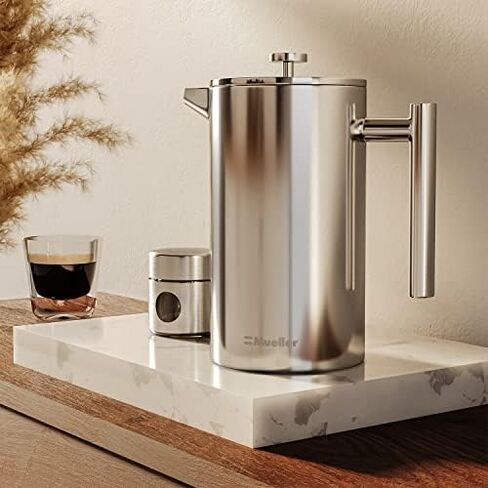 Mueller French Press Double Insulated 304 Stainless Steel Coffee Maker 4 Level Filtration System, No Coffee Grounds, Rust-Free, Dishwasher Safe in Saudi Arabia