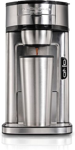 Hamilton Beach The Scoop Single Serve Coffee Maker & Fast Grounds Brewer, Brews in Minutes, 8-14oz. Cups, Stainless Steel in Kuwait