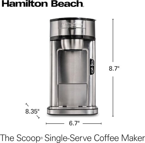 Hamilton Beach The Scoop Single Serve Coffee Maker & Fast Grounds Brewer, Brews in Minutes, 8-14oz. Cups, Stainless Steel in Kuwait