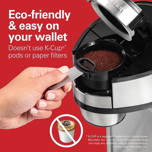 Hamilton Beach The Scoop Single Serve Coffee Maker & Fast Grounds Brewer, Brews in Minutes, 8-14oz. Cups, Stainless Steel in Kuwait