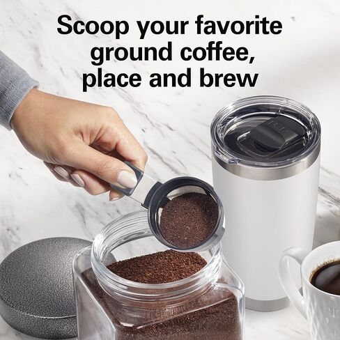 Hamilton Beach The Scoop Single Serve Coffee Maker & Fast Grounds Brewer, Brews in Minutes, 8-14oz. Cups, Stainless Steel in Kuwait
