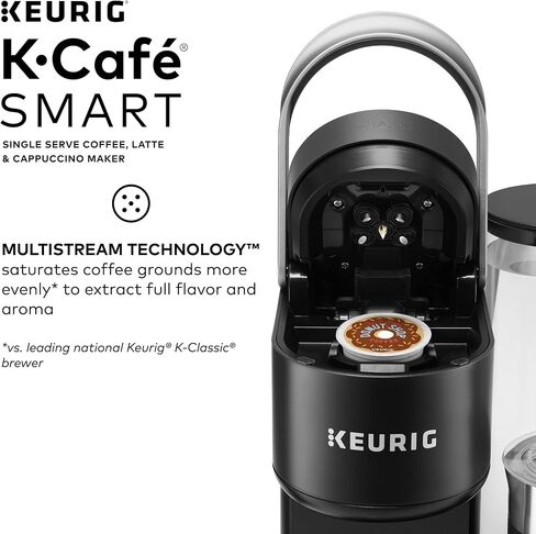 Keurig K-Café SMART Single Serve Coffee Maker with WiFi Compatibility, Latte and Cappuccino Machine with Built-In Frother, 6 Brew Sizes, Compatible with Alexa, Black, (5000365485) in Saudi Arabia