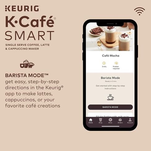 Keurig K-Café SMART Single Serve Coffee Maker with WiFi Compatibility, Latte and Cappuccino Machine with Built-In Frother, 6 Brew Sizes, Compatible with Alexa, Black, (5000365485) in Saudi Arabia