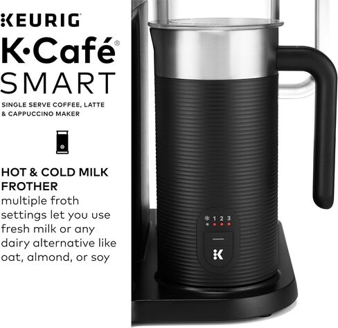 Keurig K-Café SMART Single Serve Coffee Maker with WiFi Compatibility, Latte and Cappuccino Machine with Built-In Frother, 6 Brew Sizes, Compatible with Alexa, Black, (5000365485) in Saudi Arabia