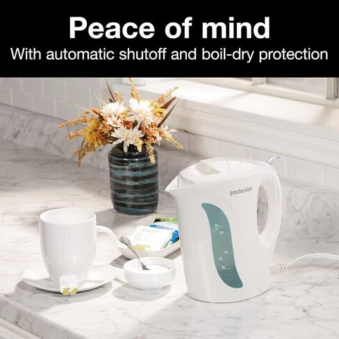 Proctor Silex K2071PS Electric Tea Kettle, Water Boiler & Heater Auto-Shutoff & Boil-Dry Protection, 1000 Watts, 1 Liter, Black in Saudi Arabia