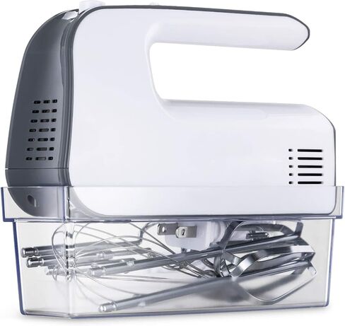 خلاط يدوي، خلاط يدوي 5 سرعات، خلاط كهربائي محمول بقوة 400 وات مع حقيبة تخزين سهلة التركيب و5 ملحقات من الفولاذ المقاوم للصدأ، خلاط مطبخ خفيف الوزن للطبخ والخبز والكعك والبيض وخبز العجين. in Kuwait