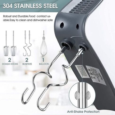 خلاط يدوي، خلاط يدوي 5 سرعات، خلاط كهربائي محمول بقوة 400 وات مع حقيبة تخزين سهلة التركيب و5 ملحقات من الفولاذ المقاوم للصدأ، خلاط مطبخ خفيف الوزن للطبخ والخبز والكعك والبيض وخبز العجين. in Kuwait