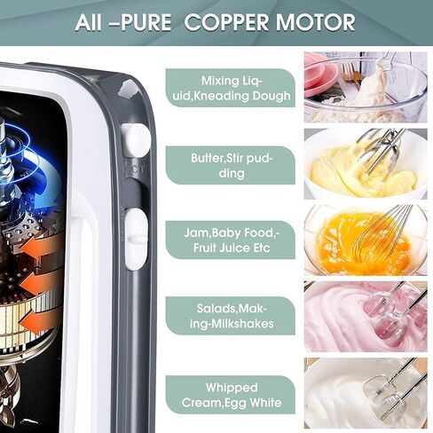 خلاط يدوي، خلاط يدوي 5 سرعات، خلاط كهربائي محمول بقوة 400 وات مع حقيبة تخزين سهلة التركيب و5 ملحقات من الفولاذ المقاوم للصدأ، خلاط مطبخ خفيف الوزن للطبخ والخبز والكعك والبيض وخبز العجين. in Kuwait