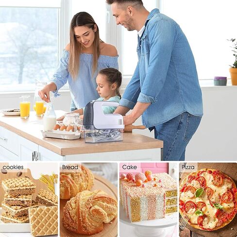 خلاط يدوي، خلاط يدوي 5 سرعات، خلاط كهربائي محمول بقوة 400 وات مع حقيبة تخزين سهلة التركيب و5 ملحقات من الفولاذ المقاوم للصدأ، خلاط مطبخ خفيف الوزن للطبخ والخبز والكعك والبيض وخبز العجين. in Kuwait