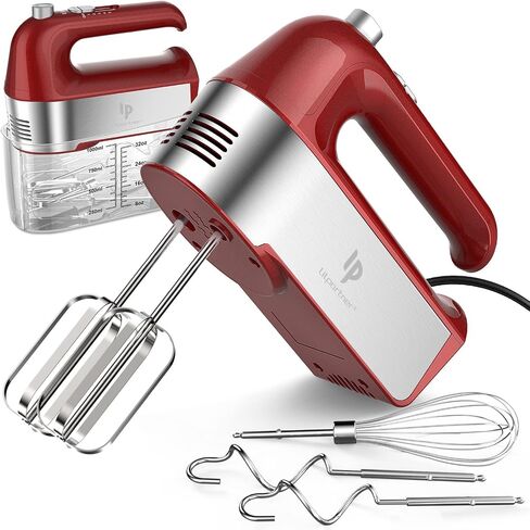Hand Mixer Electric, 450W Kitchen Mixers with Scale Cup Storage Case, Turbo Boost/Self-Control Speed + 5 Speed + Eject Button + 5 Stainless Steel Accessories, For Easy Whipping Dough, Cream, Black in Saudi Arabia