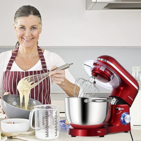 Aucma Stand Mixer,6.5-QT 660W 6-Speed Tilt-Head Food Mixer, Kitchen Electric Mixer with Dough Hook, Wire Whip & Beater (Black, 6.5QT) in Kuwait
