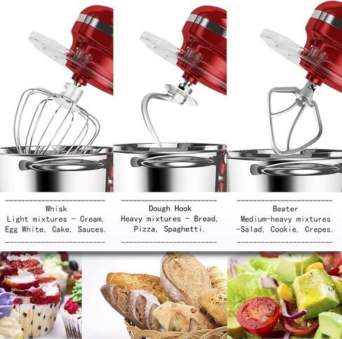 Aucma Stand Mixer,6.5-QT 660W 6-Speed Tilt-Head Food Mixer, Kitchen Electric Mixer with Dough Hook, Wire Whip & Beater (Black, 6.5QT) in Kuwait