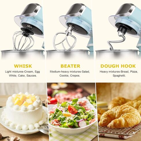 Kitchen in the box Stand Mixer,3.2Qt Small Electric Food Mixer,6 Speeds Portable Lightweight Kitchen Mixer for Daily Use with Egg Whisk,Dough Hook,Flat Beater (Black) in Saudi Arabia